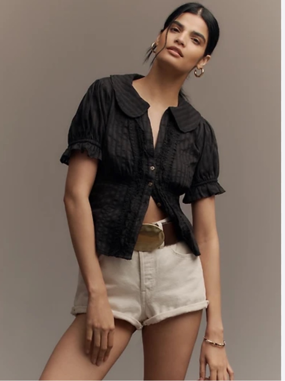 Pilcro by anthropologie keira collared button-front blouse NWT